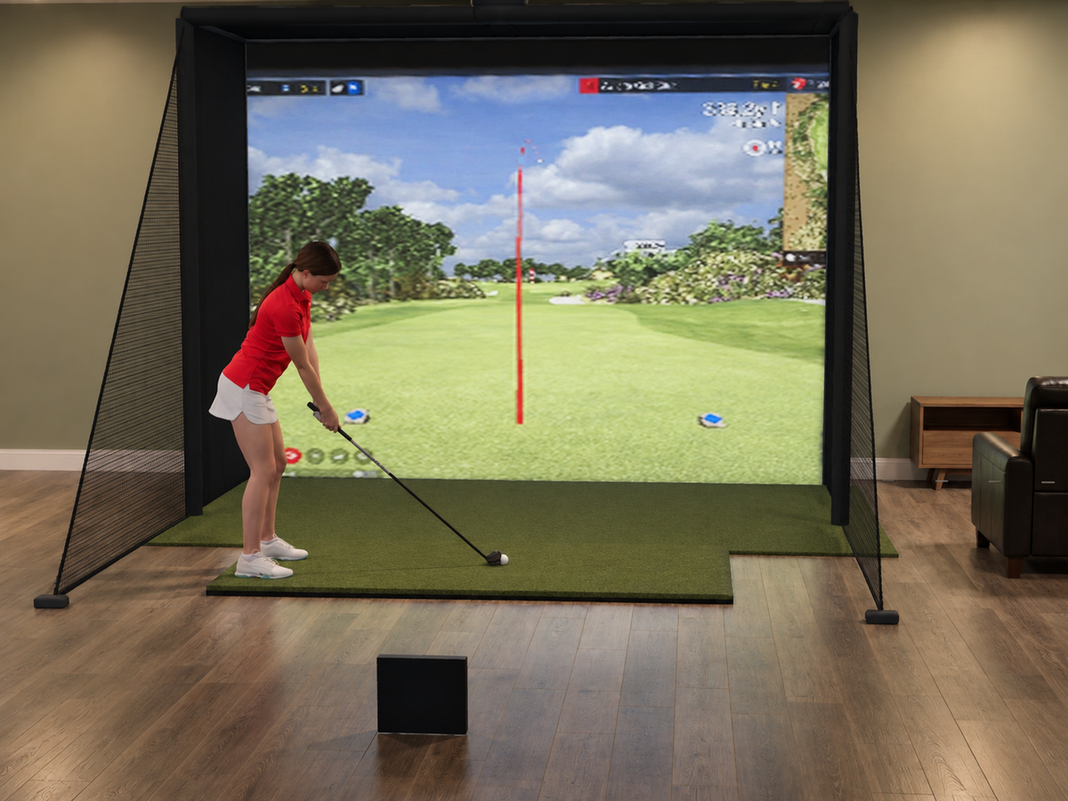 FlightScope X3C All-In-One Golf Simulator, 12W x 9H x 5D enclosure (3D render)
