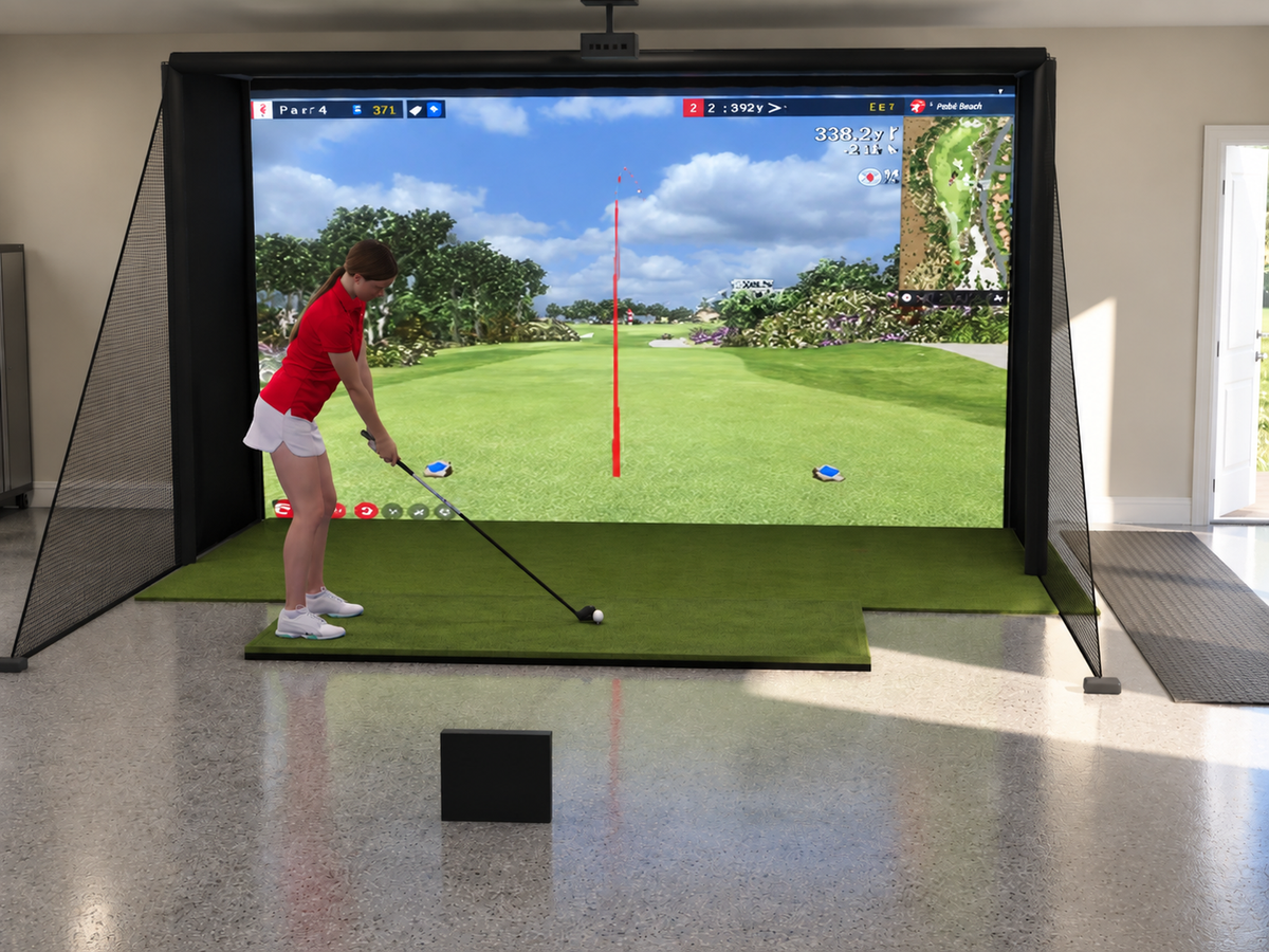 FlightScope X3C All-In-One Golf Simulator, 13W x 7.7H x 5D enclosure (3D render)