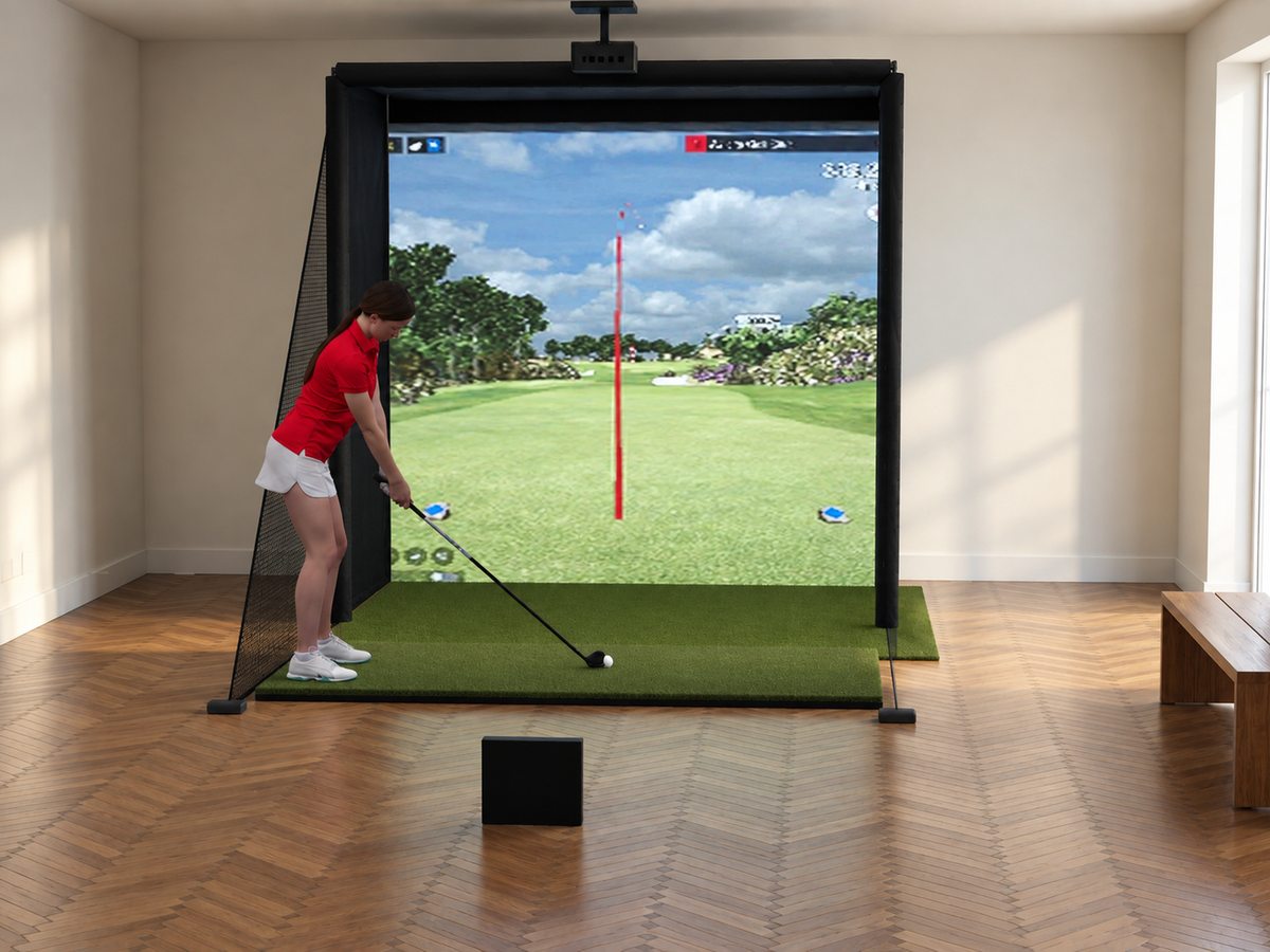 FlightScope X3C All-In-One Golf Simulator, 8W x 8H x 5D enclosure (3D render)