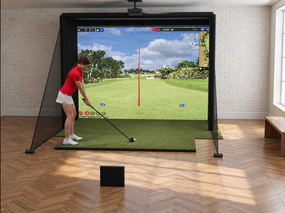 FlightScope X3C DIY Enclosure Golf Simulator, installed in a finished room
