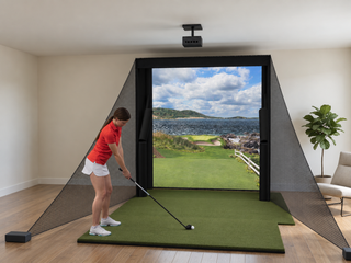 Floating Screen Golf Simulator in a finished room (room image)