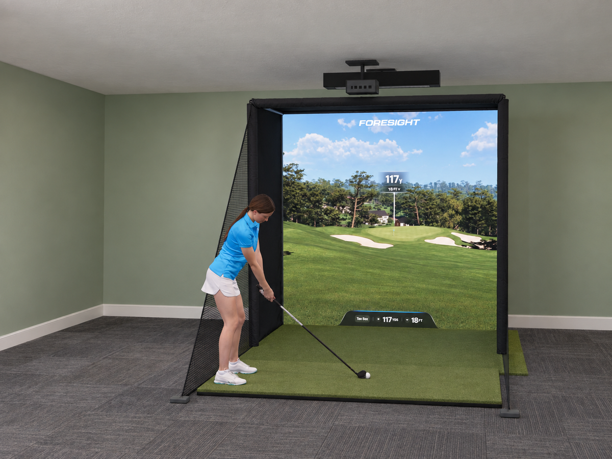 Foresight Sports Falcon All-In-One Golf Simulator, 8W x 8H x 5D enclosure (3D render)