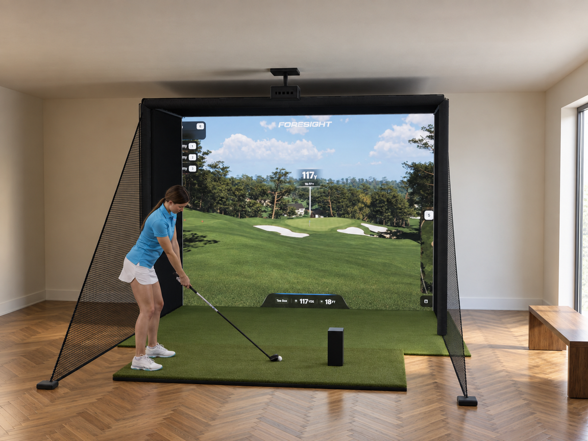 Foresight Sports GC3 All-In-One Golf Simulator, 10.5W x 8H x 5D enclosure (3D render)