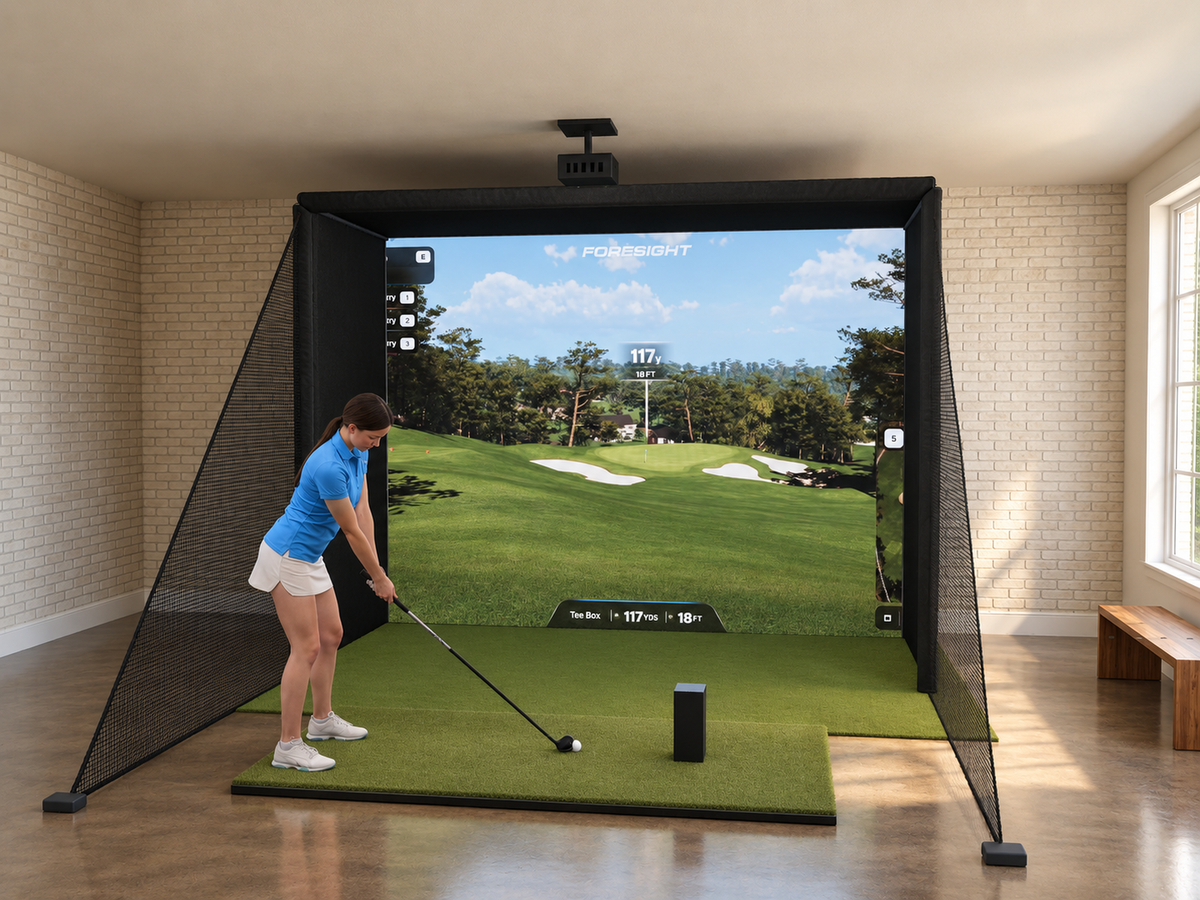 Foresight Sports GC3 All-In-One Golf Simulator, 11.5W x 8.5H x 5D enclosure (3D render)