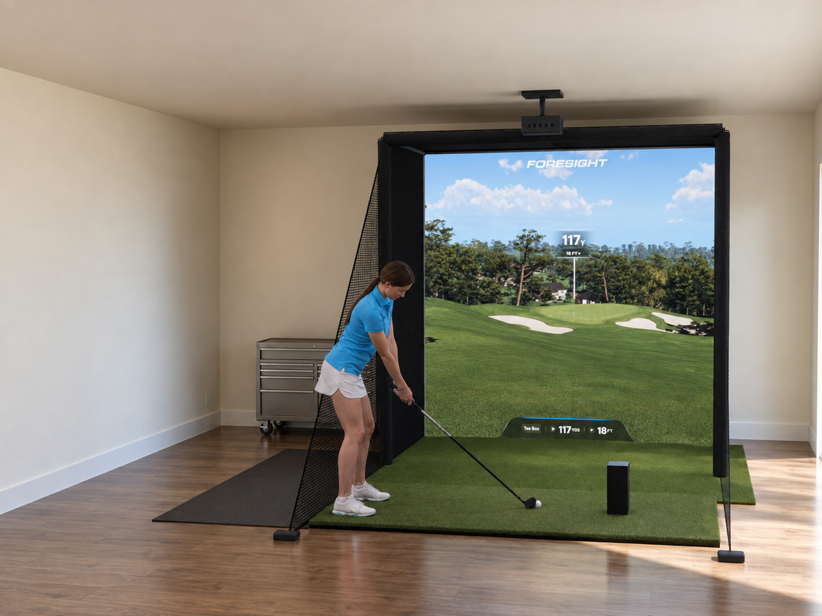 Foresight Sports GC3 All-In-One Golf Simulator, 8W x 8H x 5D enclosure (3D render)