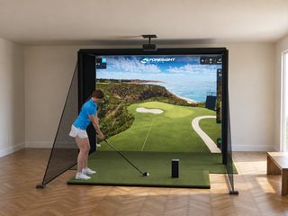 Foresight Sports GC3S DIY Enclosure Golf Simulator, default build, in a finished room