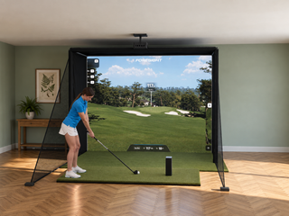 Foresight Sports GCQuad DIY Enclosure Golf Simulator, default build, in a finished room