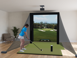 Foresight Sports GCQuad Floating Screen Golf Simulator in a finished room (room image)