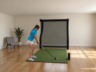 Foresight Sports GCQuad Net Golf Simulator in a finished room (room image)