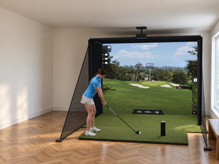 Foresight Sports QuadMAX DIY Enclosure Golf Simulator, default build, in a finished room