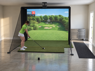 Garmin Approach R10 All-In-One Golf Simulator installed in a finished room
