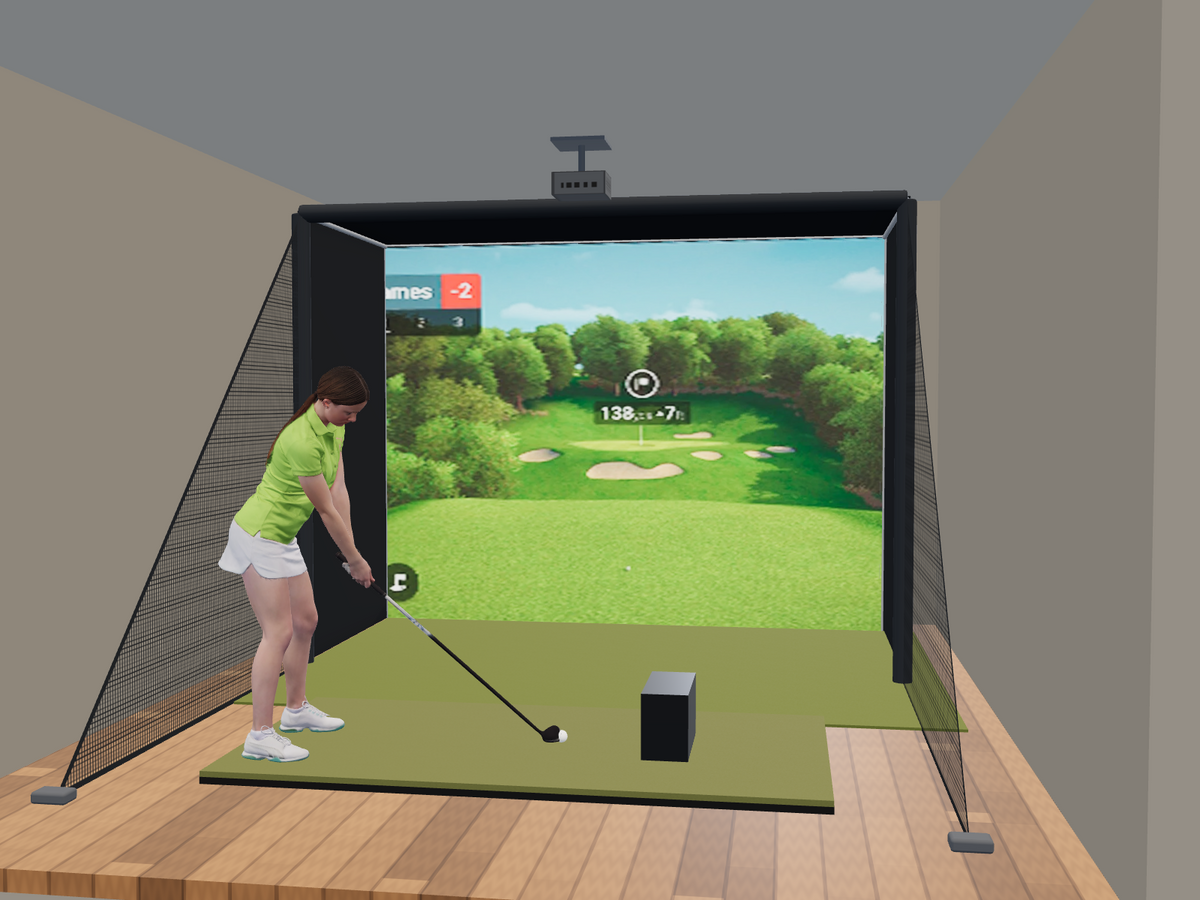 Garmin R50 All-In-One Golf Simulator, 10.5W x 8H x 5D enclosure (3D render)