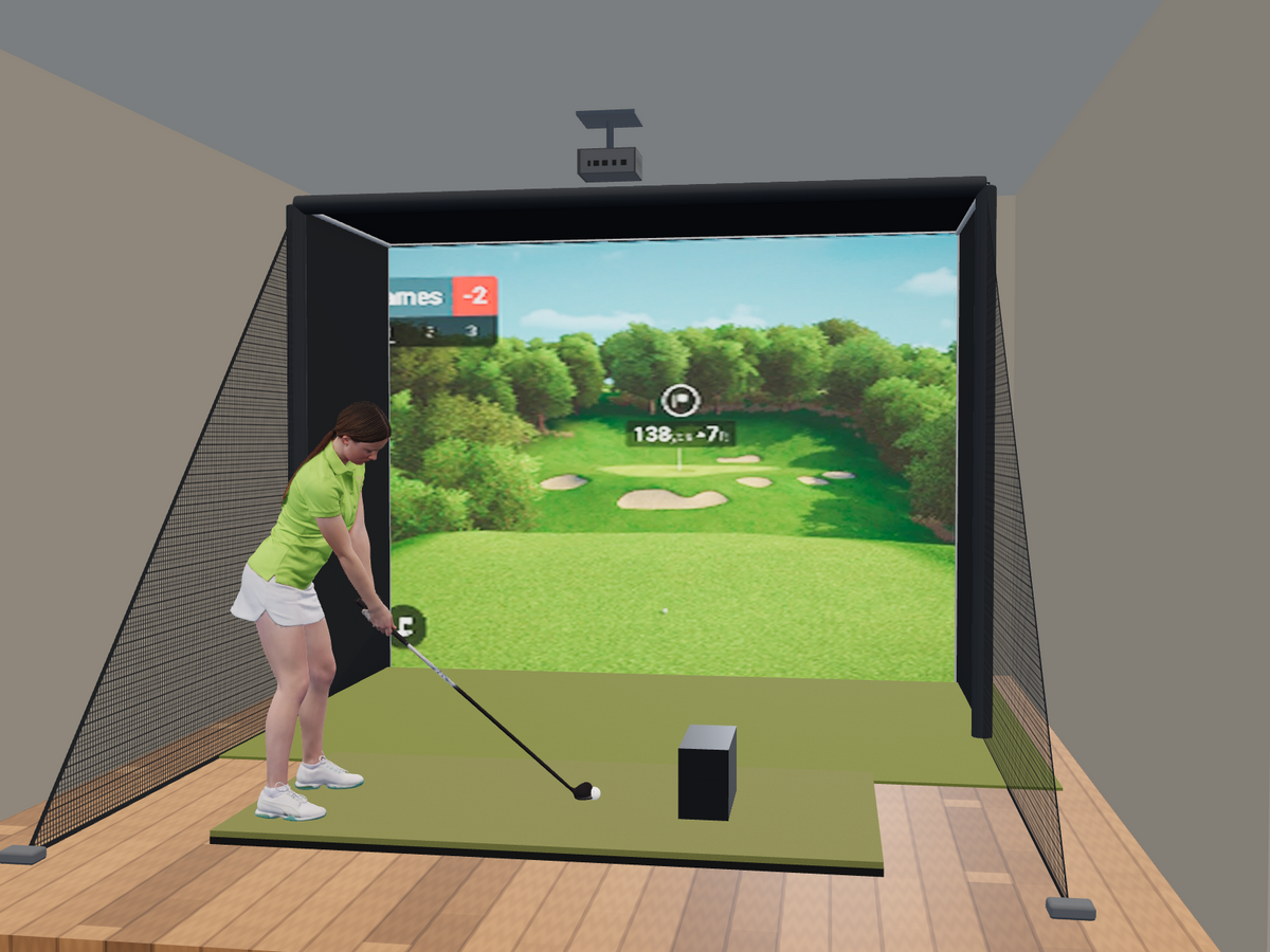 Garmin R50 All-In-One Golf Simulator, 11.5W x 8.5H x 5D enclosure (3D render)