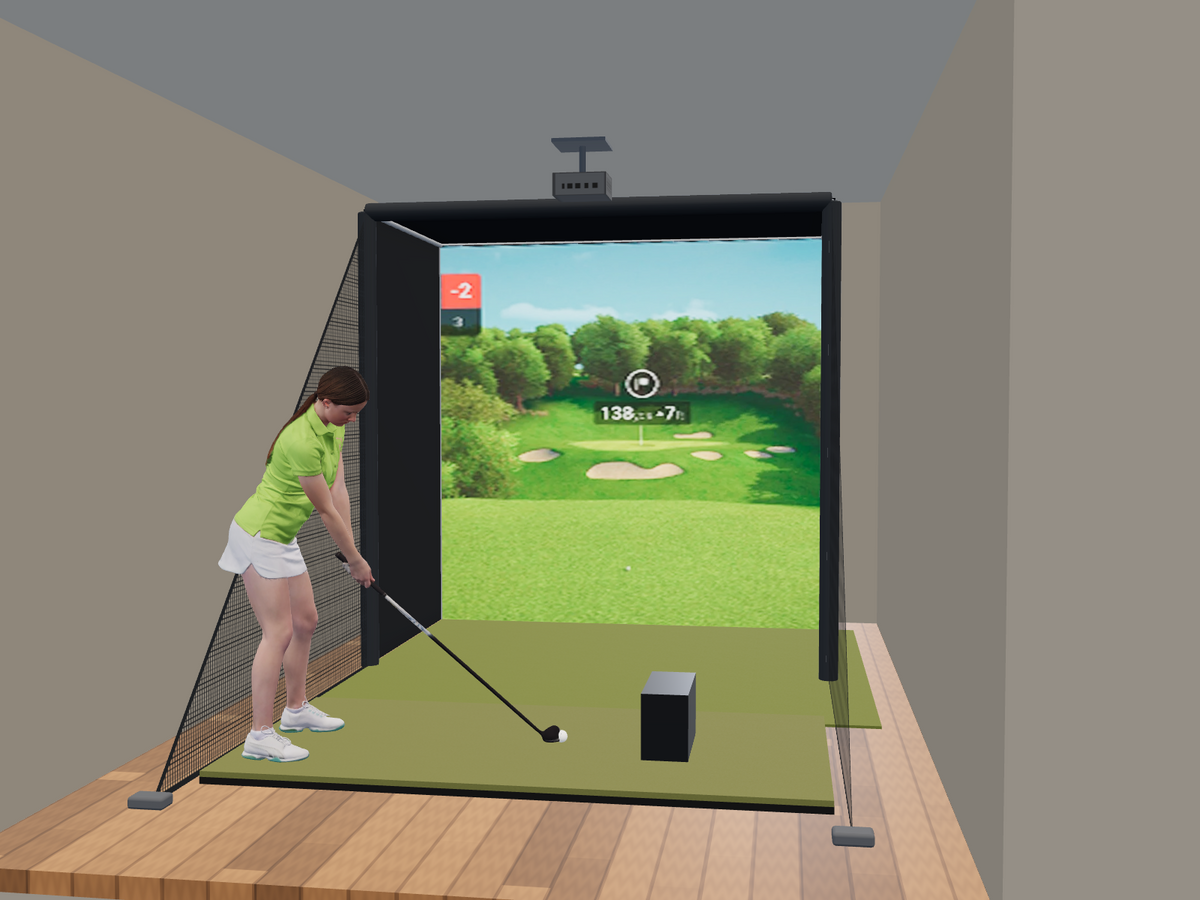 Garmin R50 All-In-One Golf Simulator, 8W x 8H x 5D enclosure (3D render)