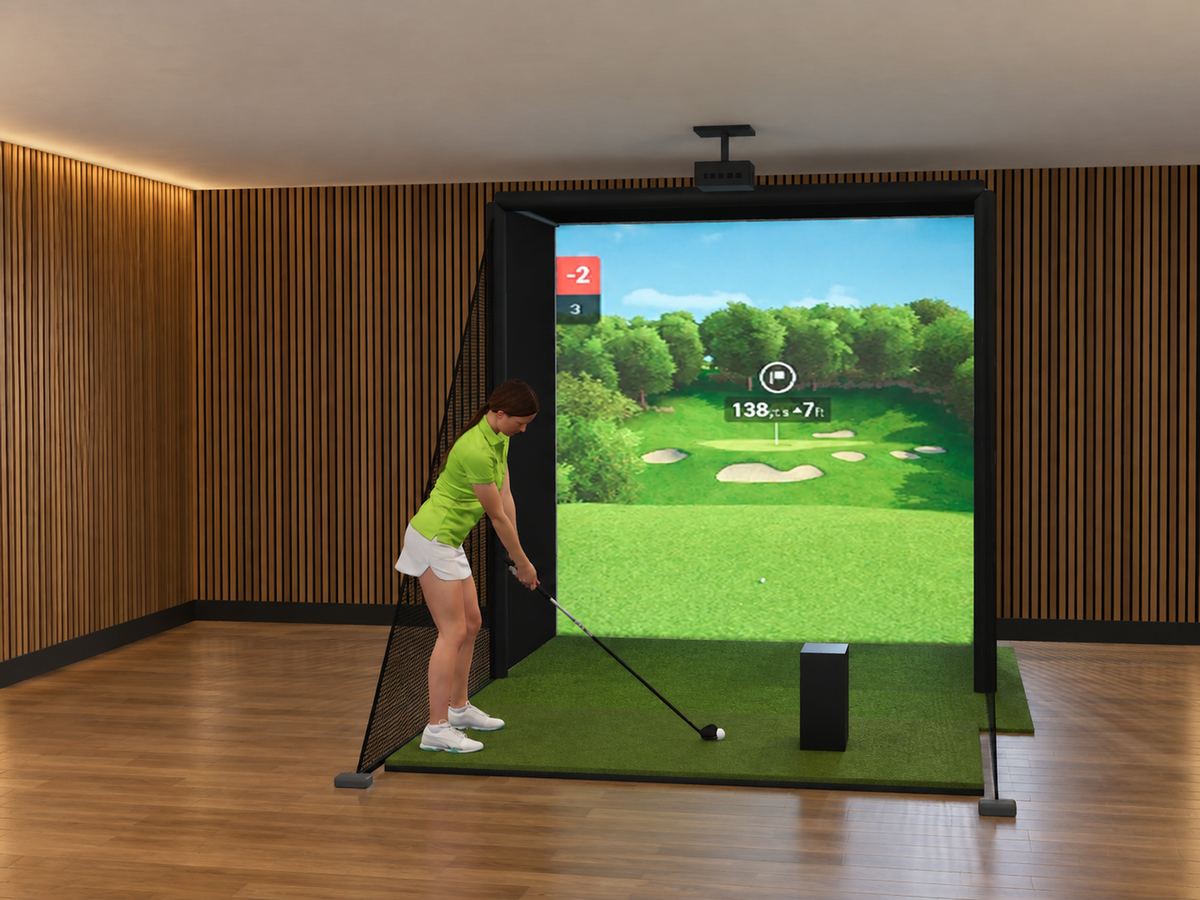 Garmin R50 All-In-One Golf Simulator, 8W x 8H x 5D enclosure (3D render)