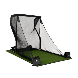 The Net Return Mini Net & Mat Package: Mini net, Pro Turf and side barriers, angled view