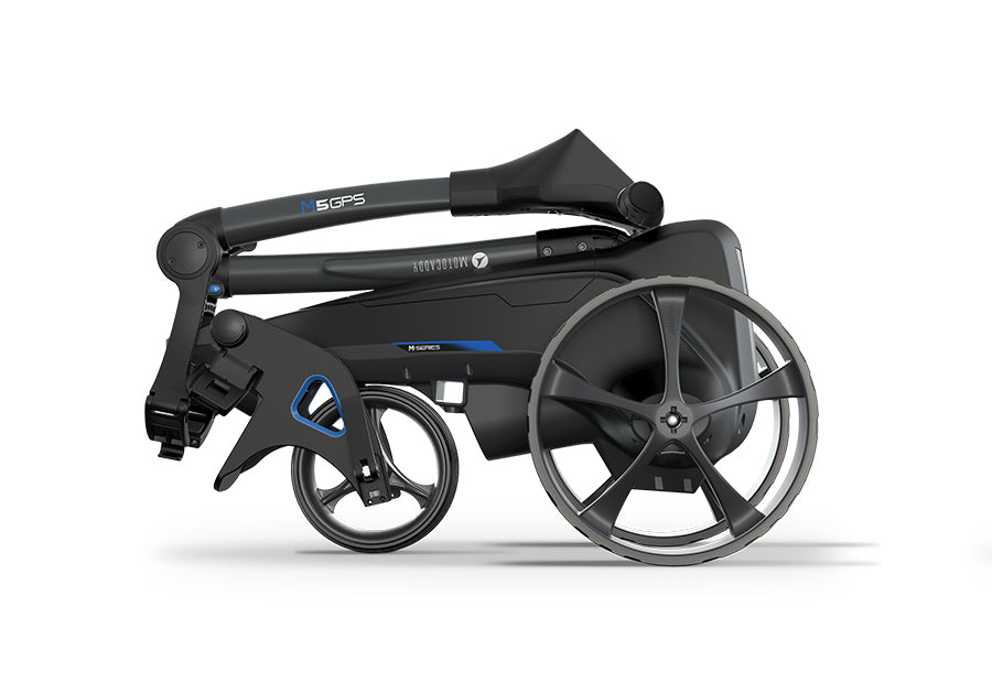 motocaddy m5 gps dhc lithium remote electric caddy collapsed side