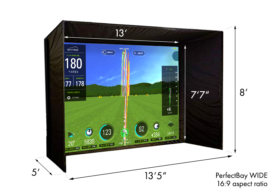 perfectbay wide golf simulator enclosure dimensions