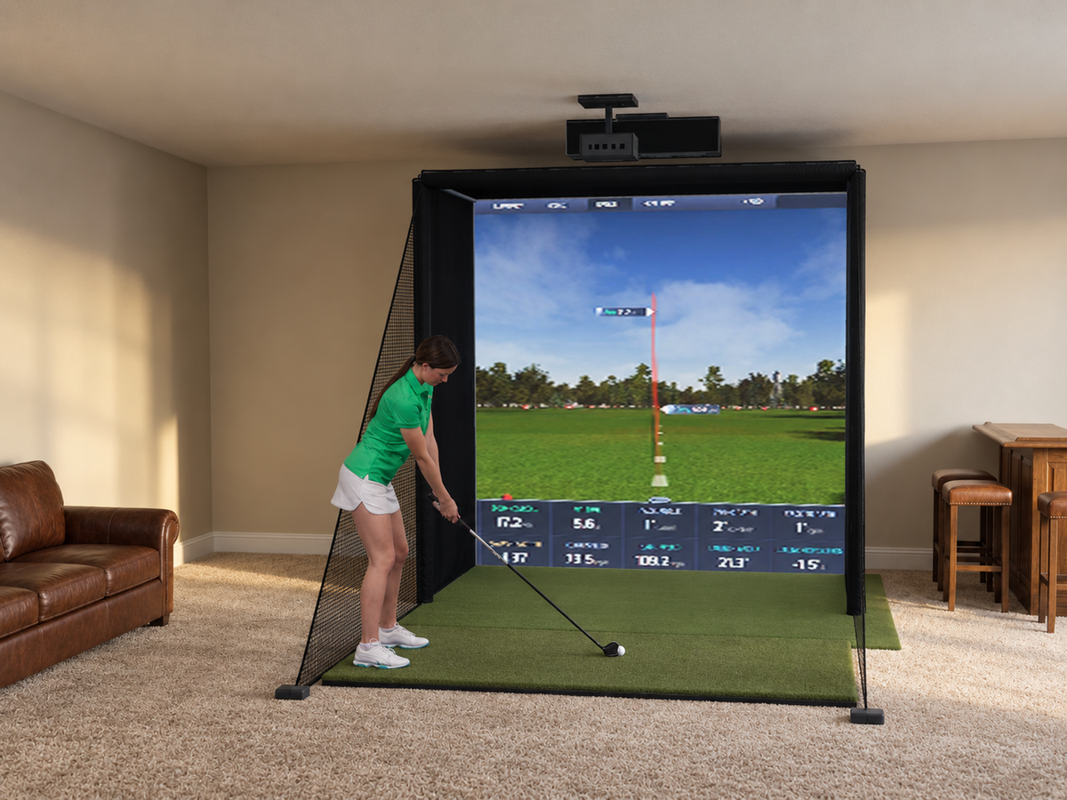 ProTee VX All-In-One Golf Simulator, 8W x 8H x 5D enclosure (3D render)