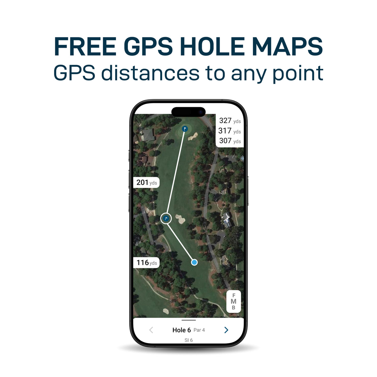 Shot Scope app GPS hole maps included with the LM1