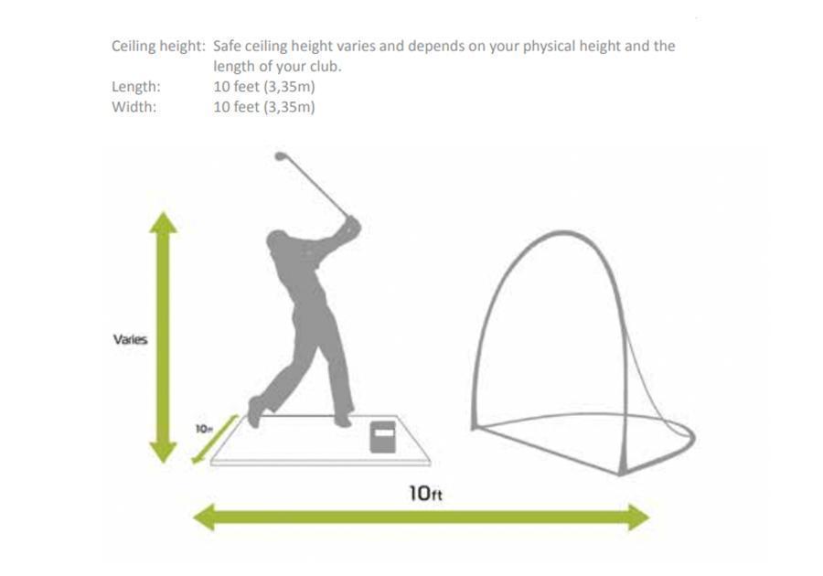 skytrak golf simulator dimensions