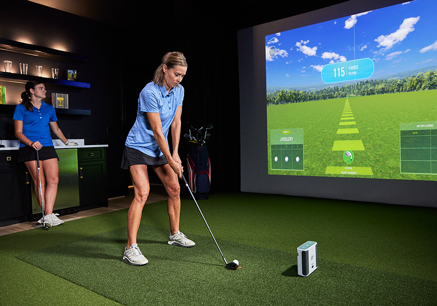 SkyTrak+ Retractable Screen Package - Indoor Setup