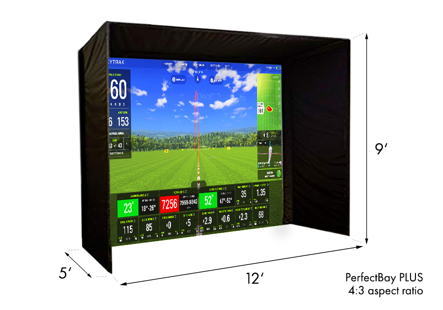 skytrak plus perfectbay plus golf simulator enclosure dimensions skytrak