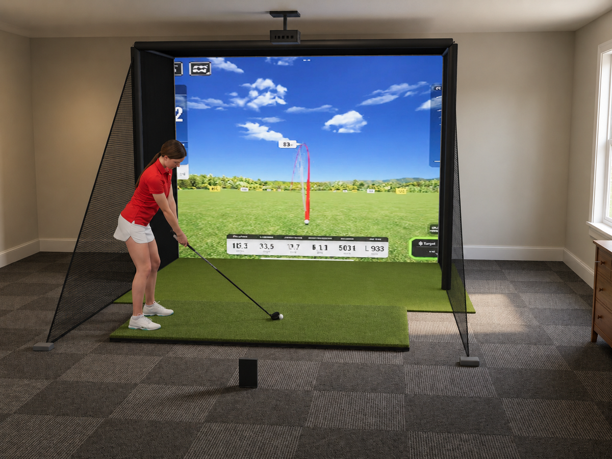 Swing Caddie SC4 PRO DIY Enclosure Golf Simulator, 10.5W x 8H x 5D enclosure (3D render)