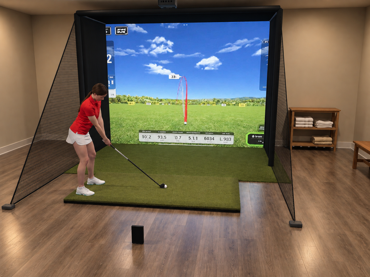 Swing Caddie SC4 PRO DIY Enclosure Golf Simulator, 12W x 9H x 5D enclosure (3D render)
