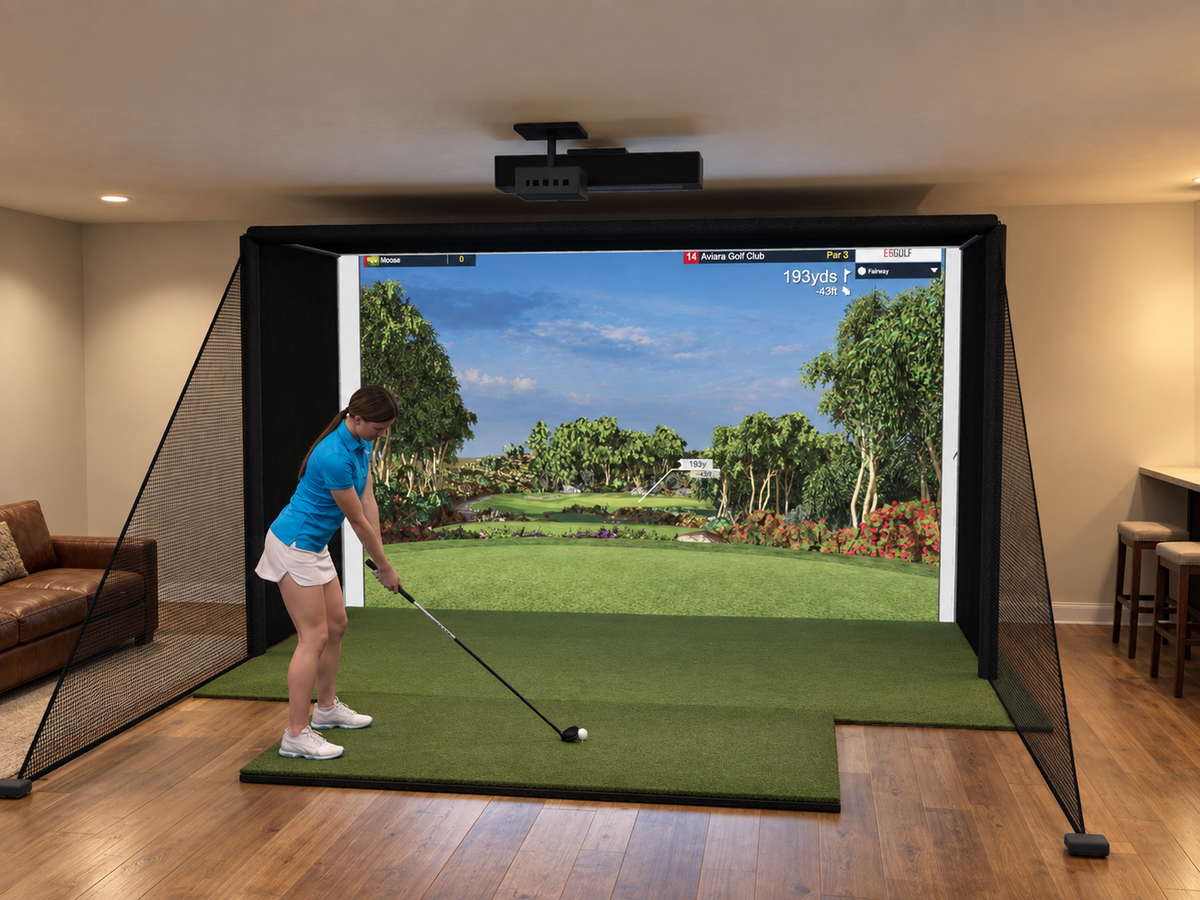TruGolf APOGEE DIY Enclosure Golf Simulator, 13W x 7.7H x 5D enclosure (3D render)