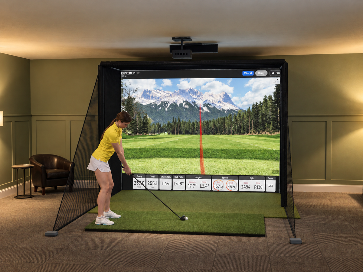Uneekor EYE XO DIY Enclosure Golf Simulator, 10W x 7.7H x 5D enclosure (3D render)