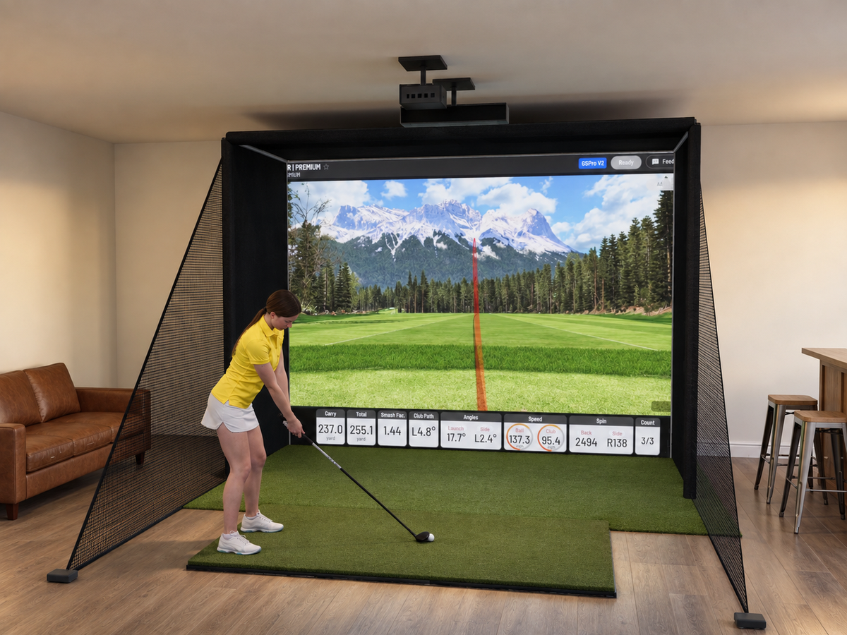 Uneekor EYE XO DIY Enclosure Golf Simulator, 12W x 9H x 5D enclosure (3D render)