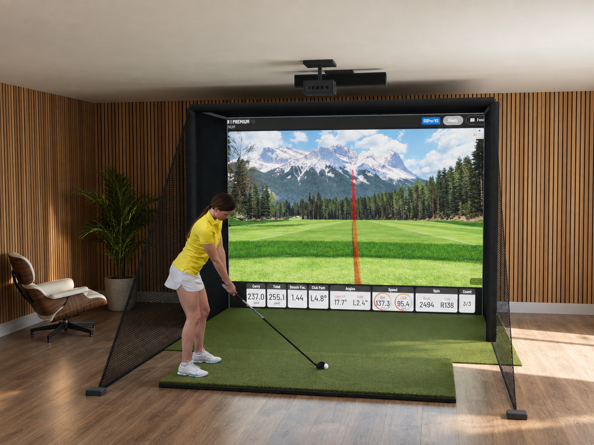 Uneekor EYE XO2 DIY Enclosure Golf Simulator, 10.5W x 8H x 5D enclosure (3D render)