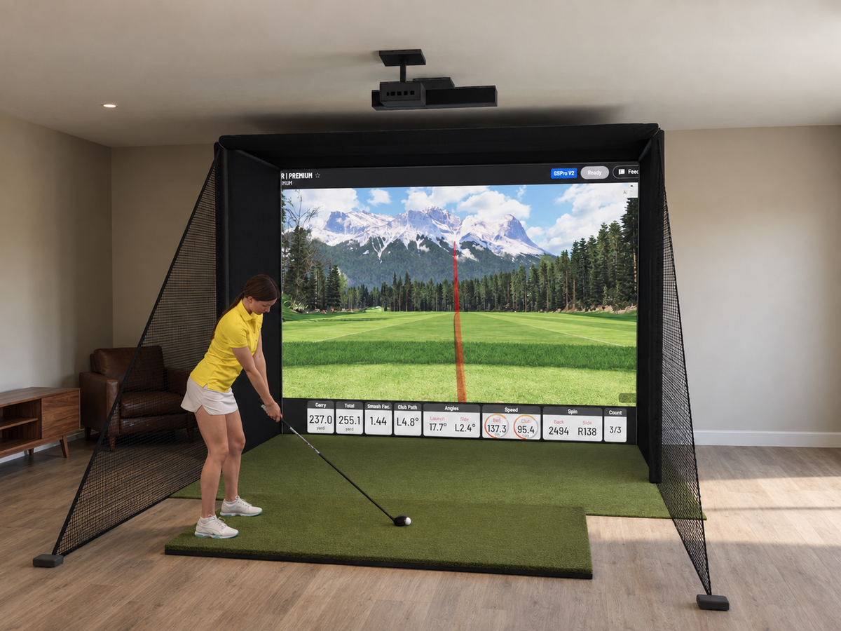 Uneekor EYE XO2 DIY Enclosure Golf Simulator, 11.5W x 8.5H x 5D enclosure (3D render)