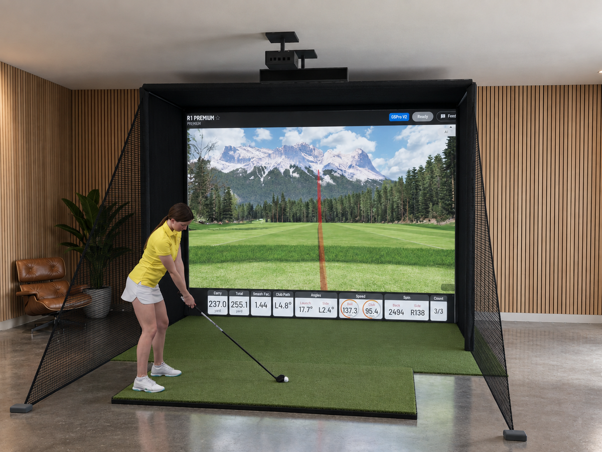 Uneekor EYE XO2 DIY Enclosure Golf Simulator, 12W x 9H x 5D enclosure (3D render)