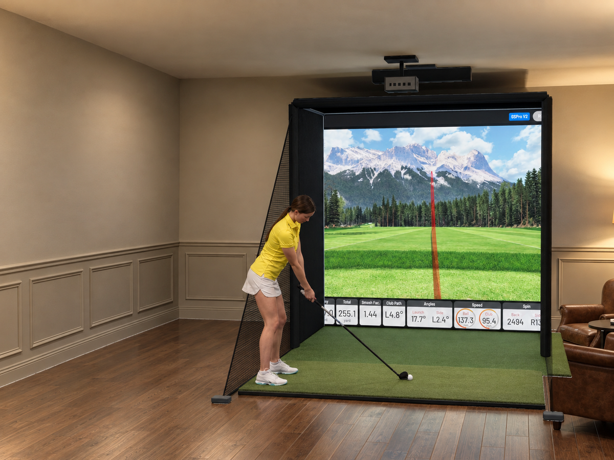 Uneekor EYE XO2 DIY Enclosure Golf Simulator, 8W x 8H x 5D enclosure (3D render)