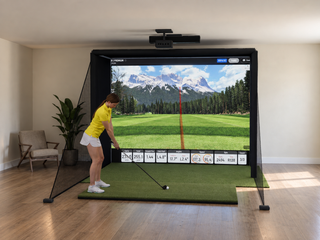 Uneekor EYE XO2 DIY Enclosure Golf Simulator, default build, in a finished room