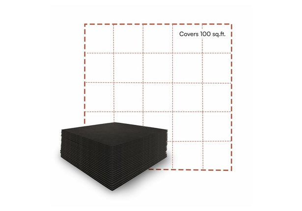 25 acoustic tiles cover 100 square feet