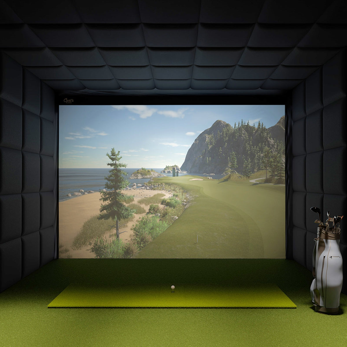 Built-In golf room with seamless screen