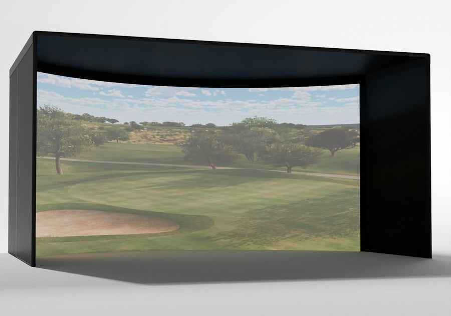 Carl's Place Curved Golf Enclosure 10 x 15 x 10 proportions