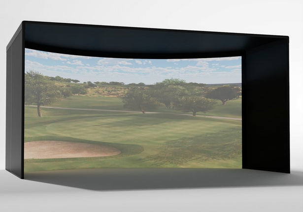 Carl's Place Curved Golf Enclosure 10 x 15 x 10 proportions