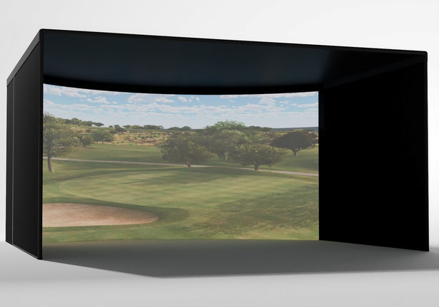 Carl's Place Curved Golf Enclosure 10 x 15 x 15 proportions