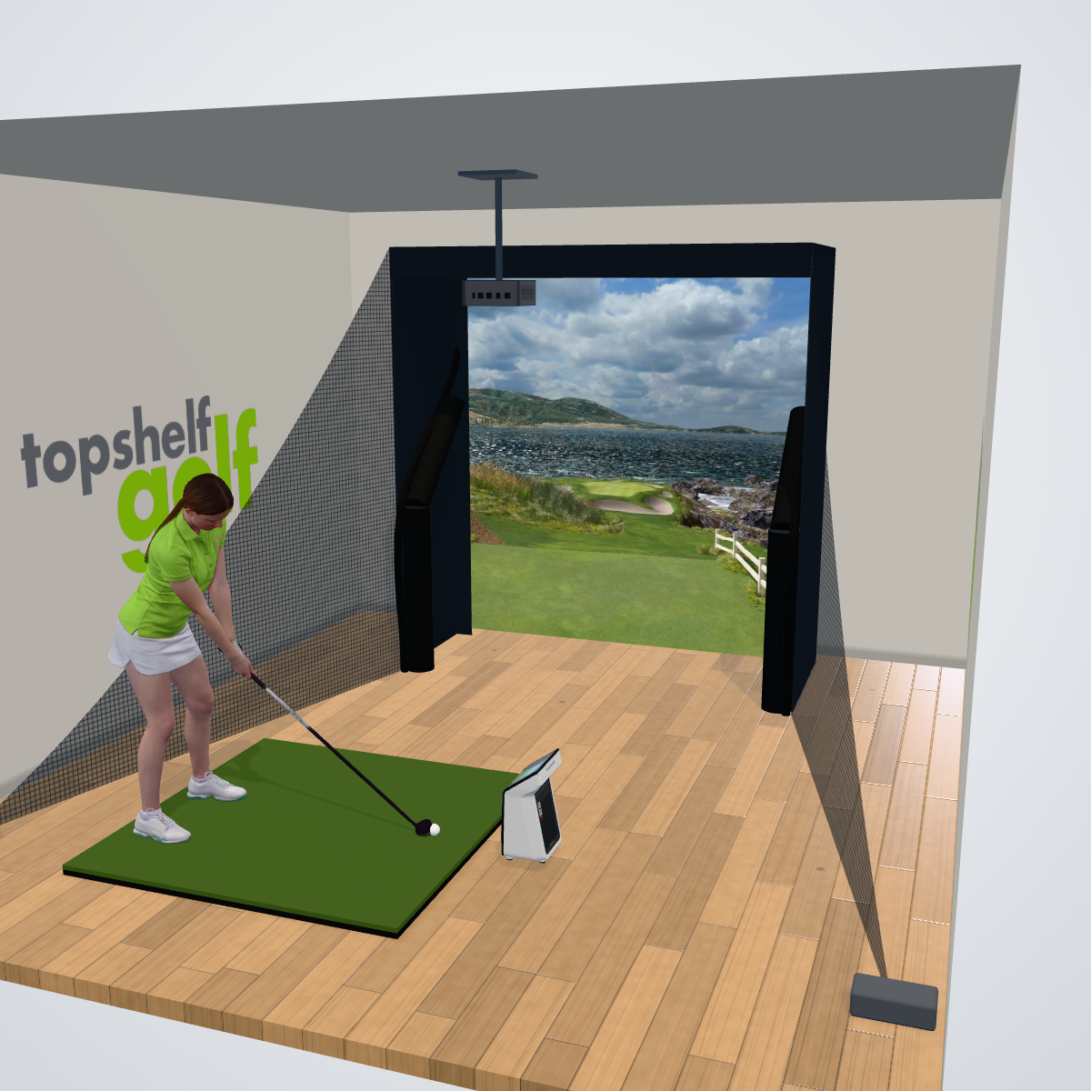 Garmin Approach R50 Floating Screen Golf Simulator - 3D package view