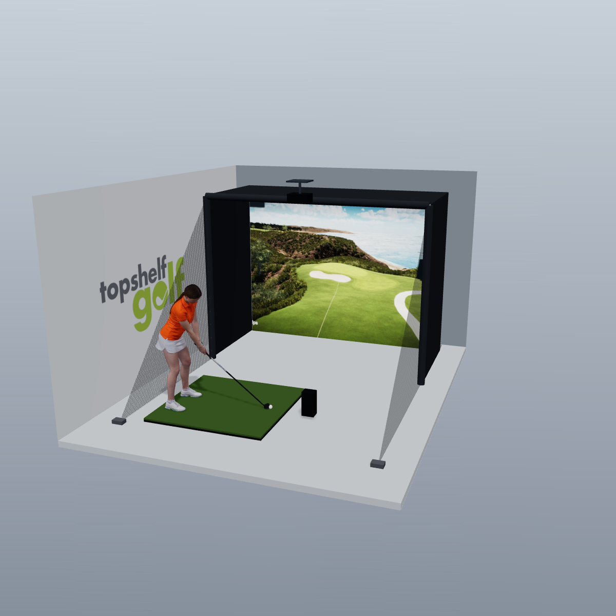 Bushnell Launch Pro Circle B Edition All-In-One Golf Simulator - 3D package view