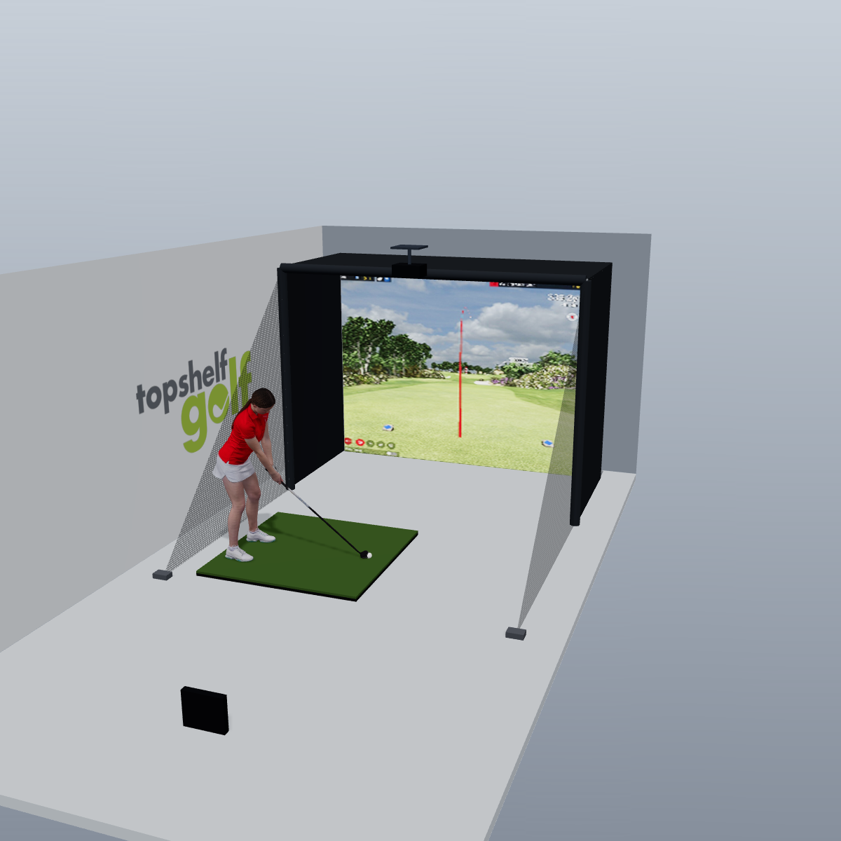 FlightScope X3C All-In-One Golf Simulator - 3D package view