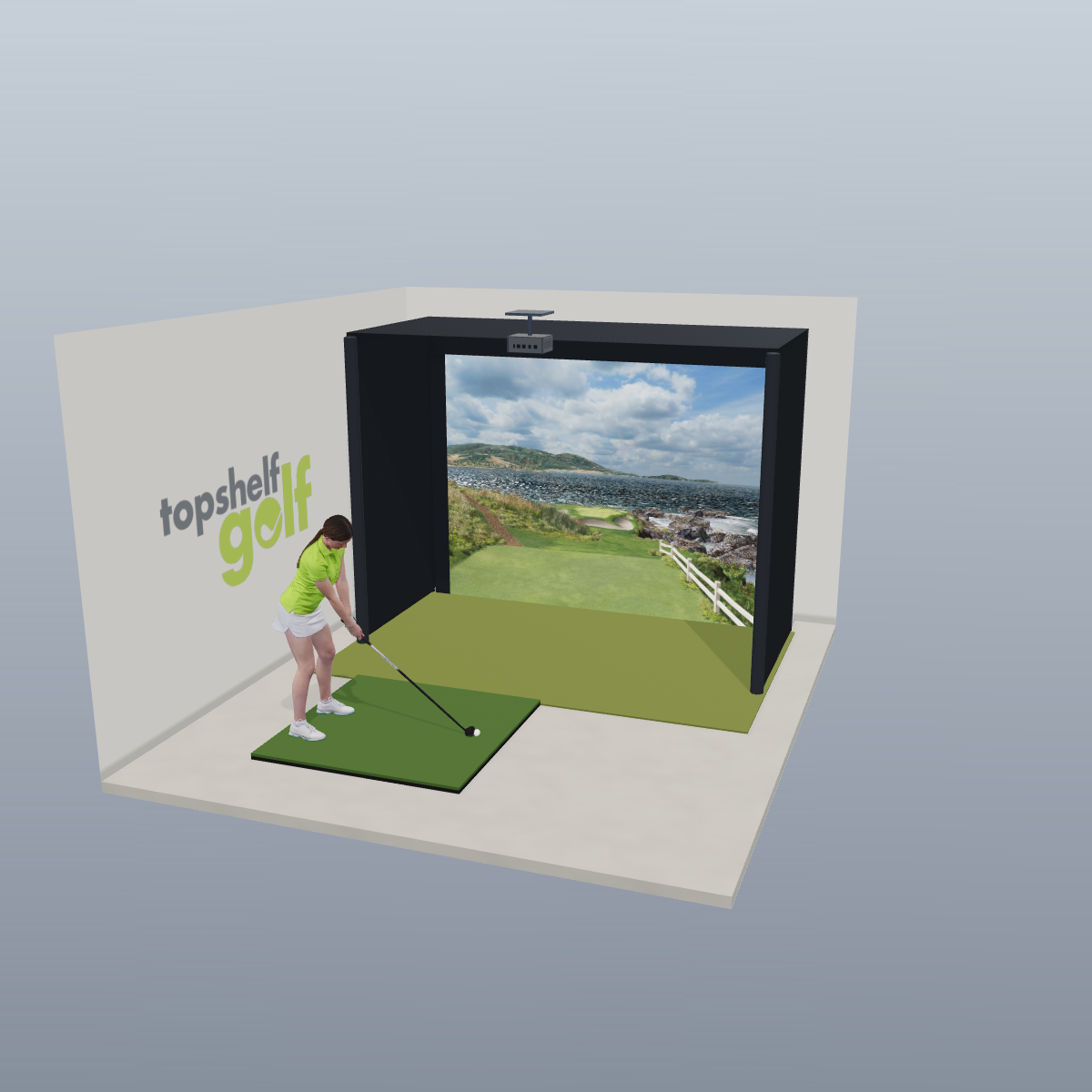 Pro All-In-One Golf Simulator - 3D package view