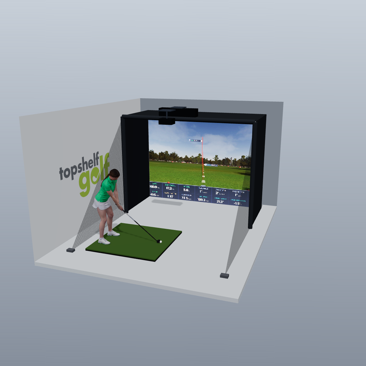 ProTee VX All-In-One Golf Simulator - 3D package view