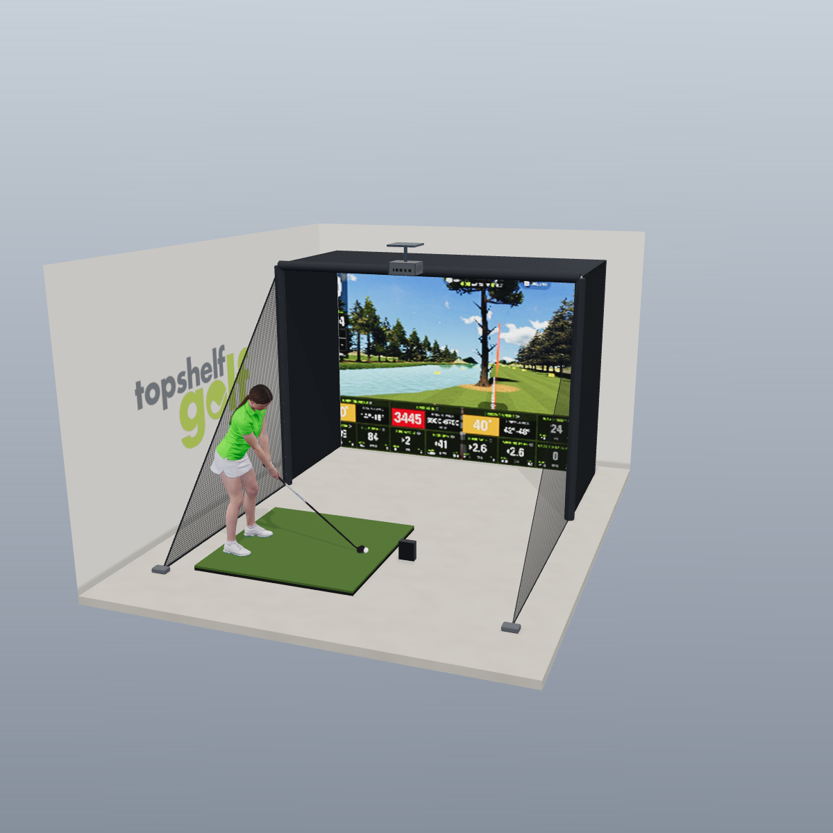 SkyTrak ST MAX All-In-One Golf Simulator - 3D package view