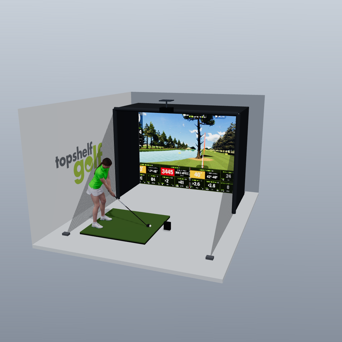SkyTrak ST MAX All-In-One Golf Simulator - 3D package view