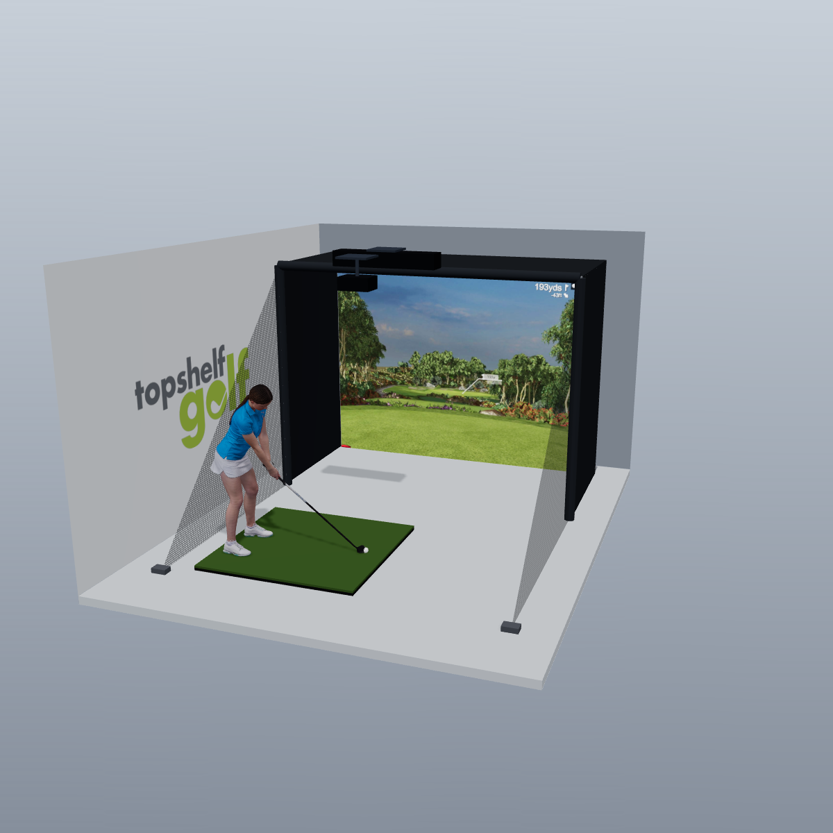 TruGolf APOGEE All-In-One Golf Simulator - 3D package view